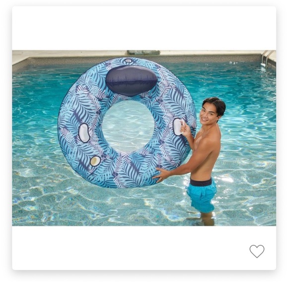 Aqua Leisure 48” River Raft Blue Leaf Pattern Float - Picture 1 of 3